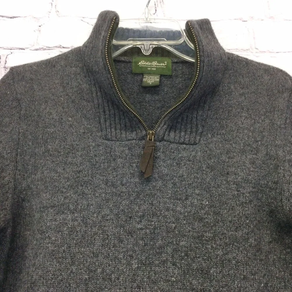 Eddie Bauer Sweater Men S 1/4 Zip Wool Blend Pullover Outdoor Rugged Camp Green